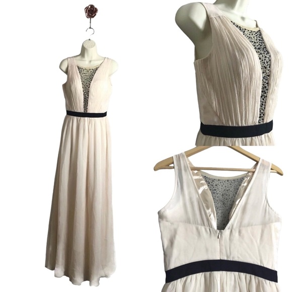 Chi Chi London Dresses & Skirts - Chi‎ Chi London Size 4 Cream Sequin Pleated Maxi Dress Event Formal Ethereal